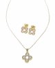 3453b Komplet złoty pozłacany 14k kolczyki, łańcuszek 45+5cm cyrkonie
